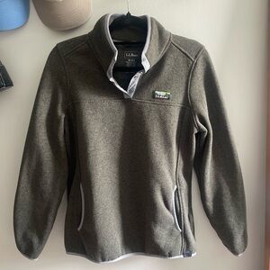 L.L. Bean Forrest Green Button Up Fleece Sweater